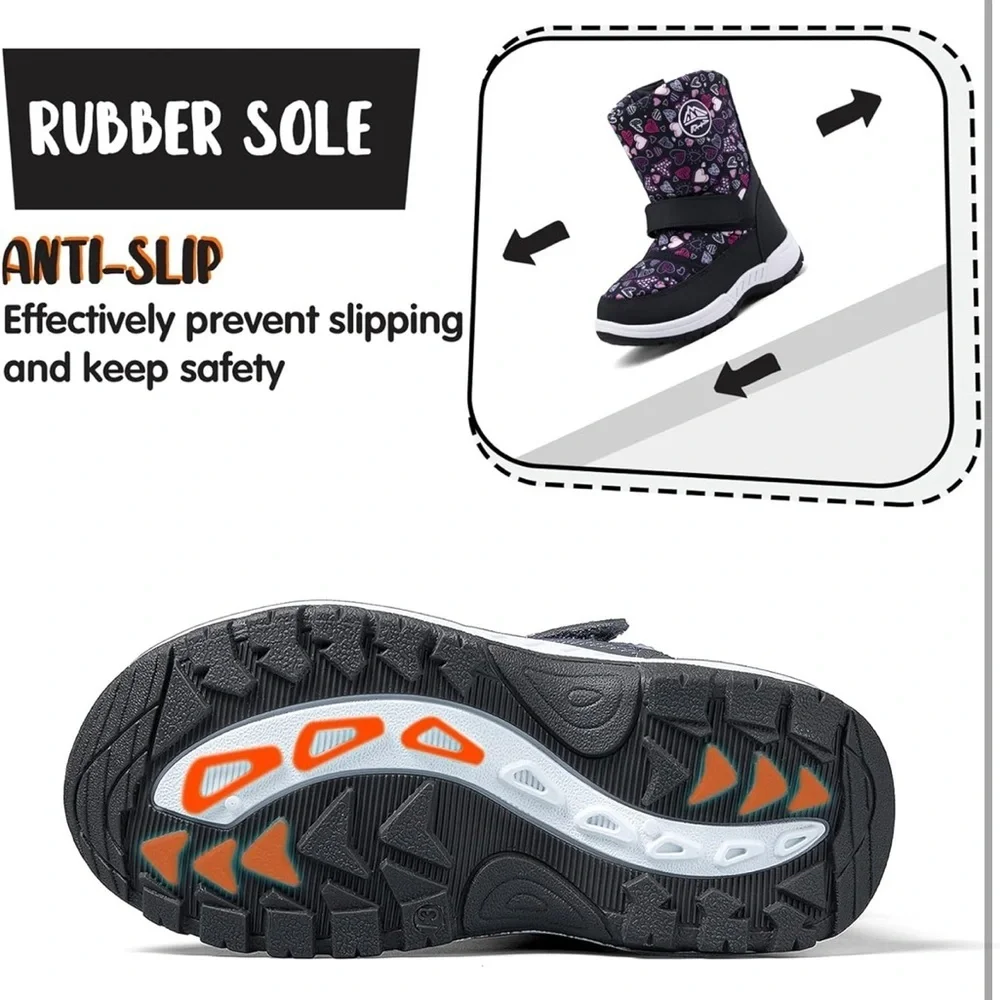 K KomForme Boys Girls Snow Boots Waterproof Winter Outdoor Boots 12 /637
